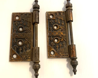 Vintage 2pc craftsman style decorative hinges, Mission style hinges