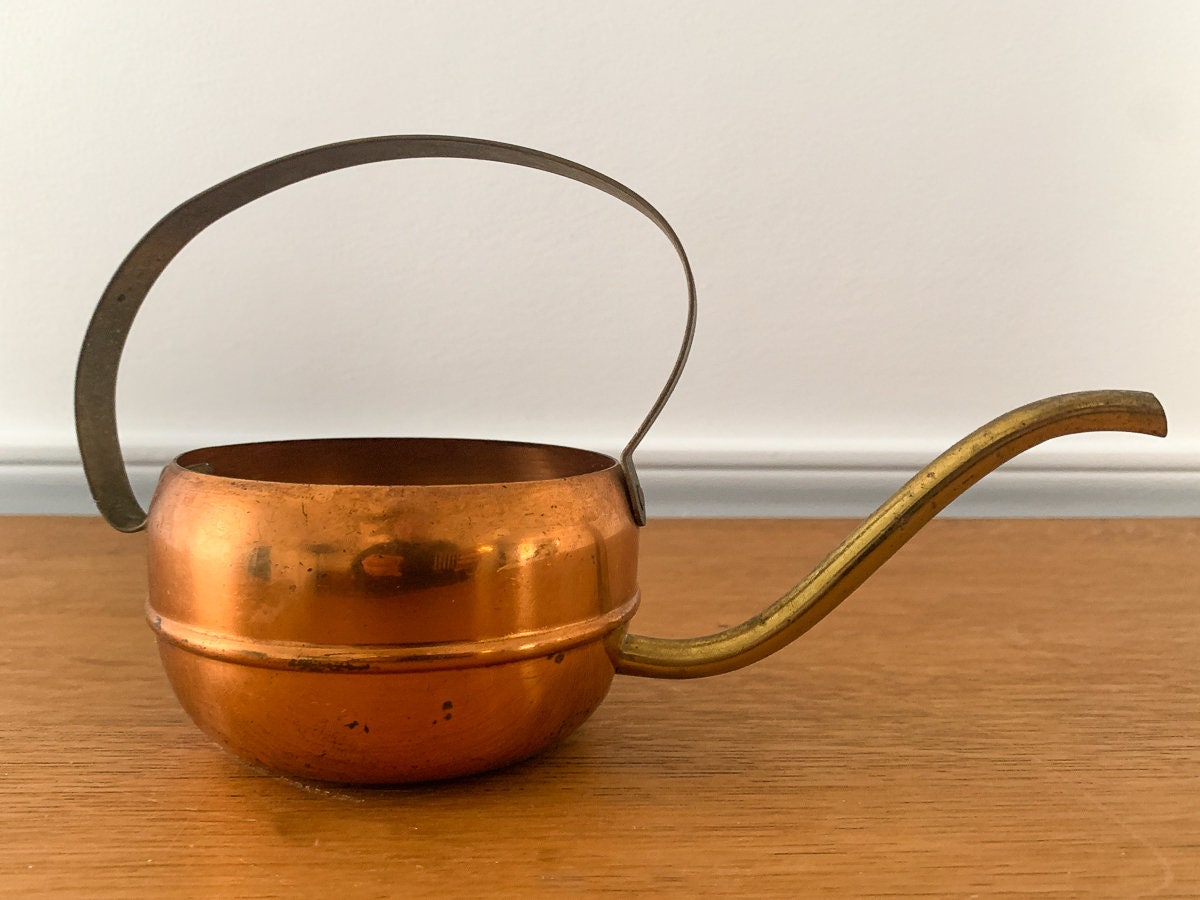 Vintage small copper and brass watering can, house plant