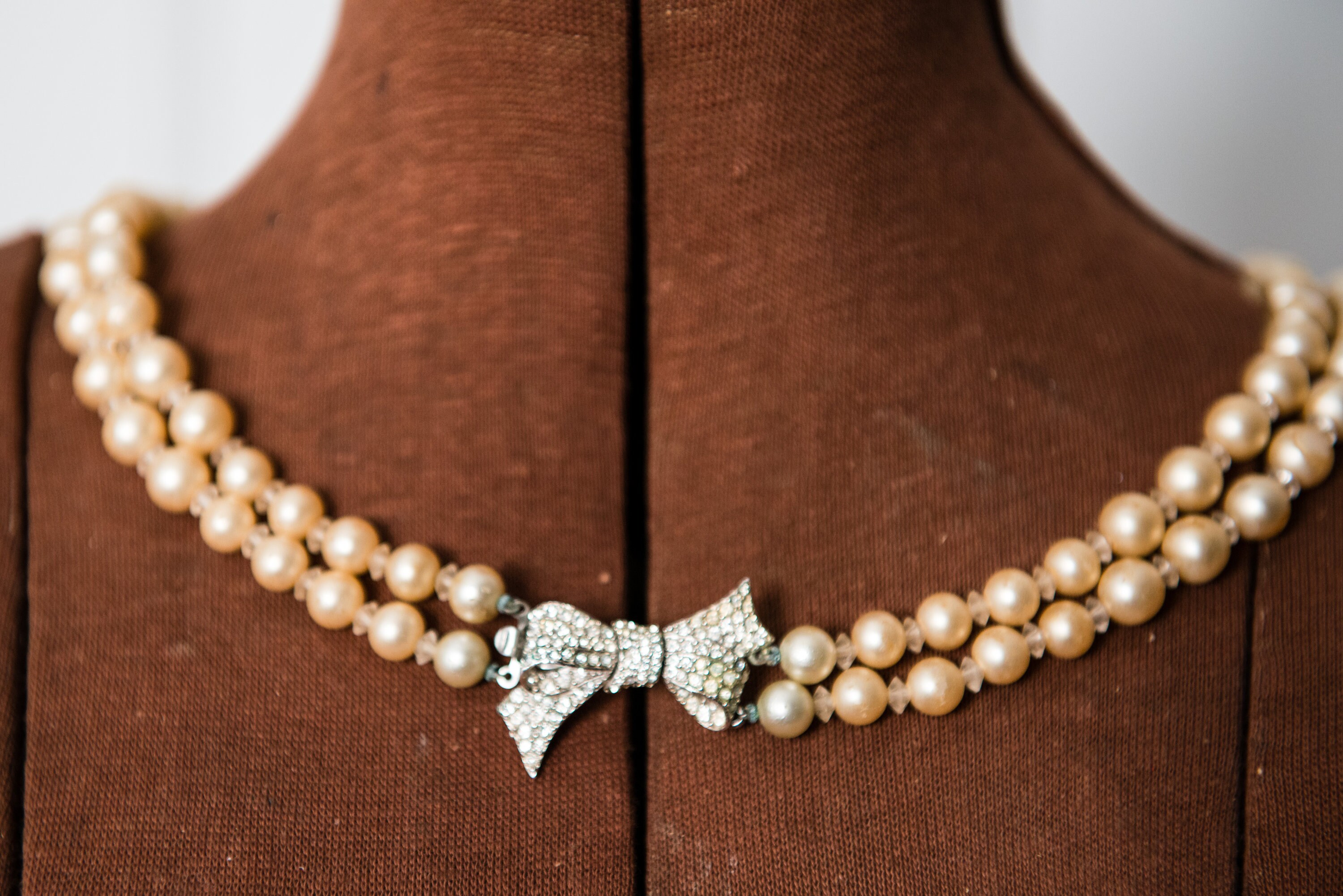 Double Strand Faux Pearl Necklace - Etsy