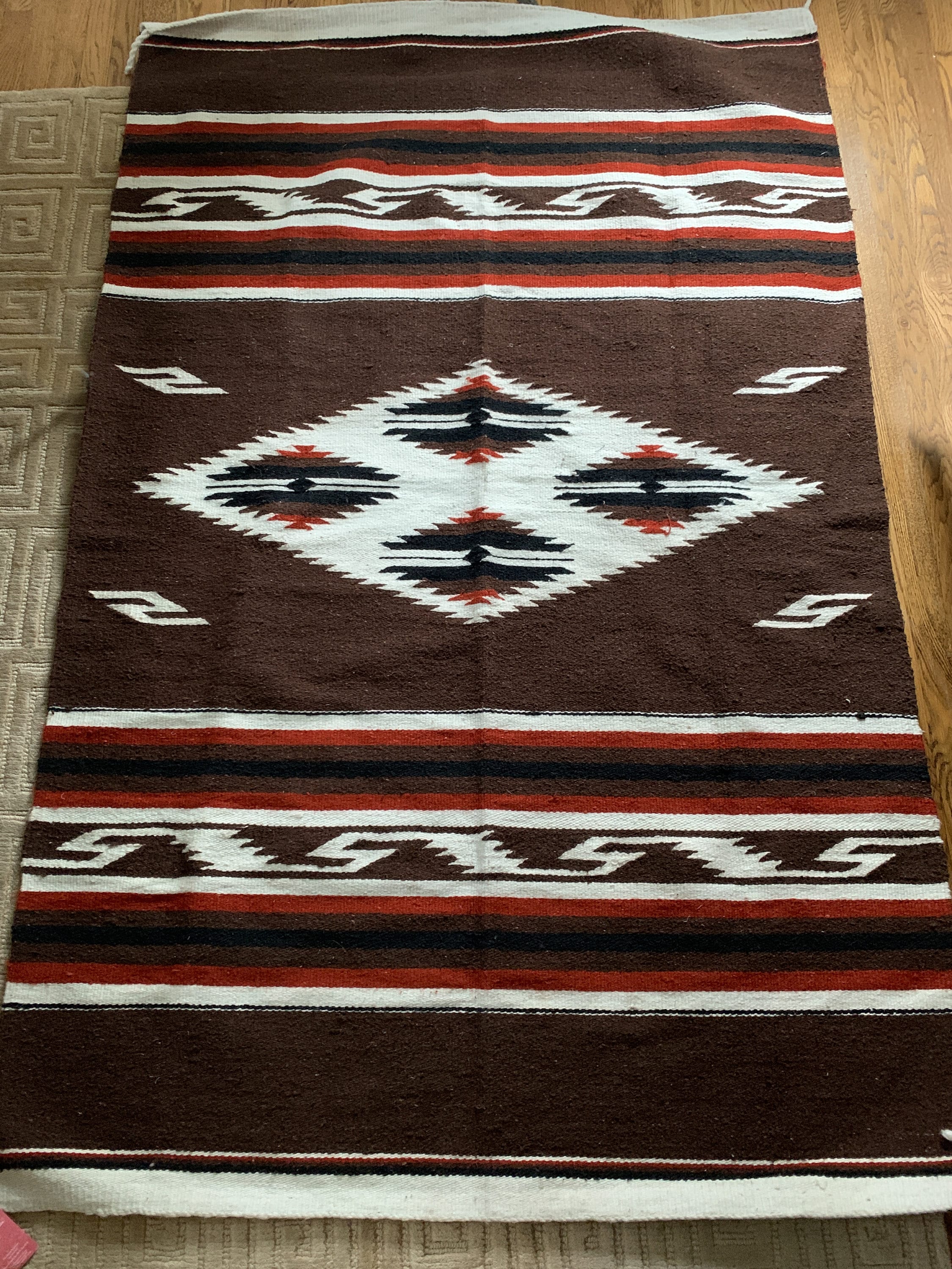 HandWoven Southwestern Navajo style rug or saddle blanket, boho decor