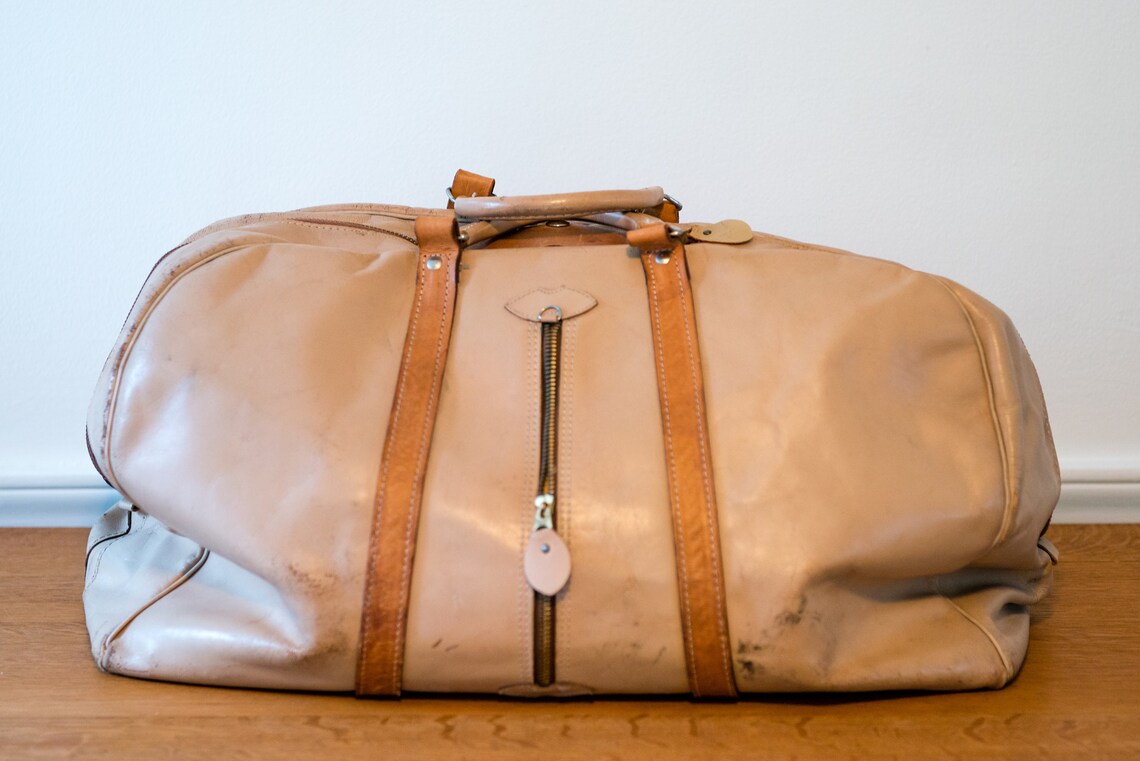 Vintage Leather Gym Bag or Duffle Bag Men's Luggage Etsy