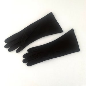 Vintage 50er 60er über dem Handgelenk braune Stoff-Tageshandschuhe, Größe S