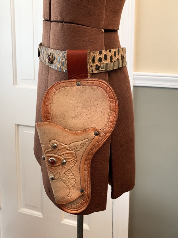 Vintage 1950s tooled leather toy gun holster, cowboy … Gem