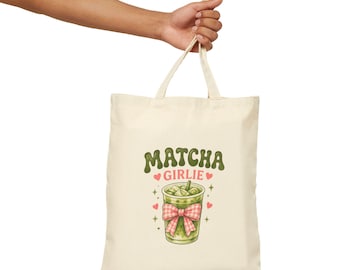 Bolso de lona Matcha Girlie Club / Bolso de mercado estilo cottagecore para la hora del té