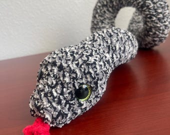 Amigurumi 2ft Black & White Snake Crochet Plushie