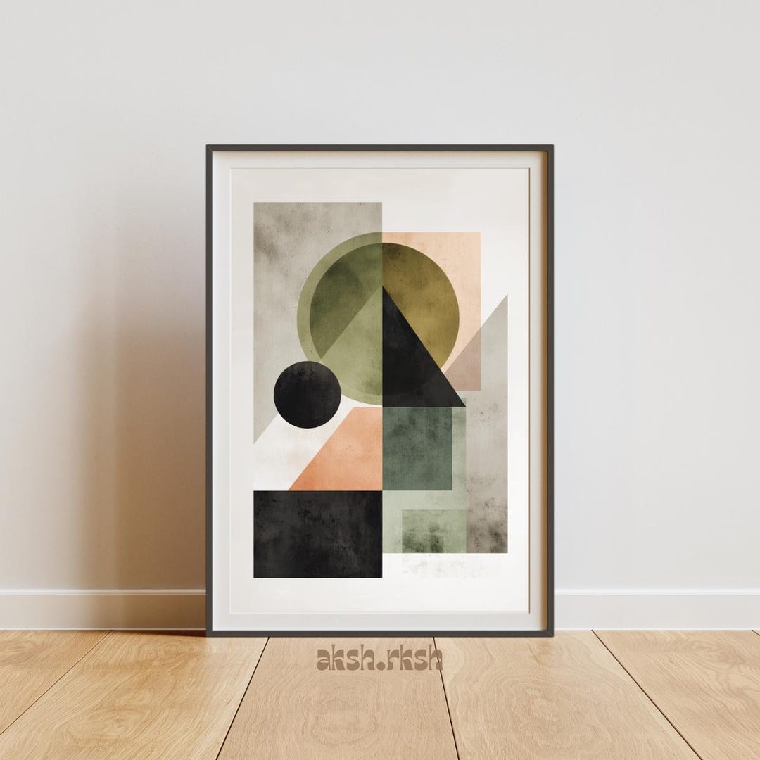 Mid Century Modern Abstract Wall Art Printable, Geometric Minimalist ...
