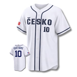 Numéro personnalisé du maillot de baseball tchèque, chemise unisexe boutonnée pour fan de sport en maille