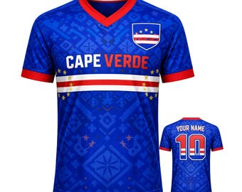 Maglia da calcio 3D di Capo Verde, maglietta per tifosi dei Mondiali 2026, t-shirt da calcio personalizzata