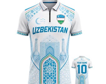 Uzbekistan Zip Polo Shirt Uzbek Flag Lightweight 14 Zip Patriotic Gift