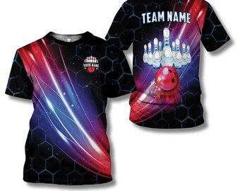 Camiseta personalizada 3D para equipo de bolos, Flameing Strike, nombre personalizado