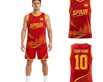 Camiseta sin mangas de malla 3D de España, camiseta con la bandera española, camiseta con nombre personalizado