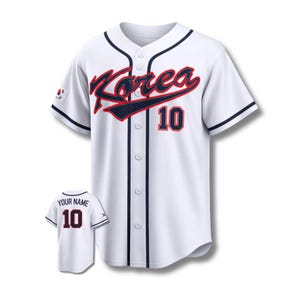 Camiseta de béisbol de Corea personalizada, camiseta con nombre y número personalizados, regalo para el aficionado coreano