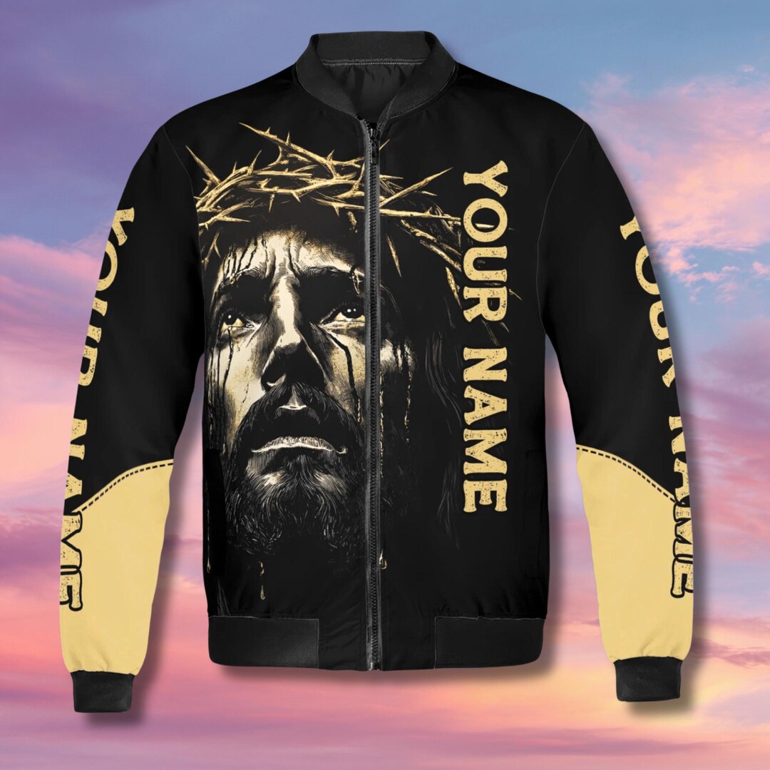 Personalized Jesus Bomber Jacket, Christian Streetwear, Unisex Faith ...