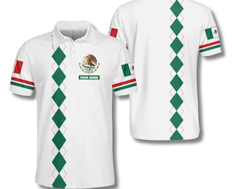 Polo mexicano personalizado con estampado 3D de la bandera mexicana y la azteca.