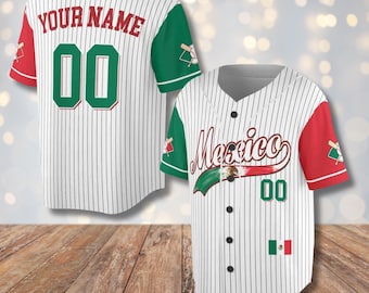 Mexico Baseball Jersey, Custom Name and Number, Unisex Fan Apparel