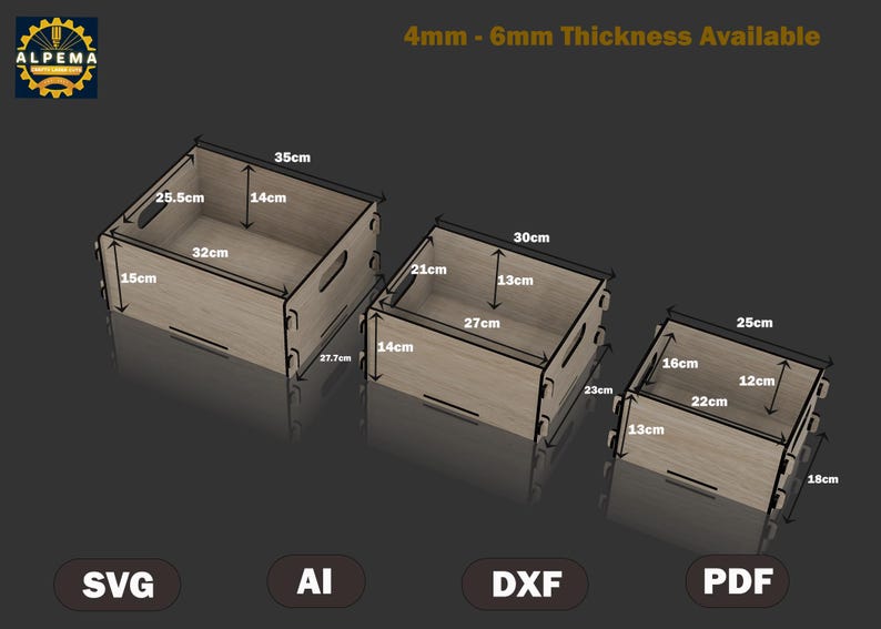 Scrowable Box Glueless Wooden Crate Box Laser Cut File | Tab Slot Storage Organizer ...