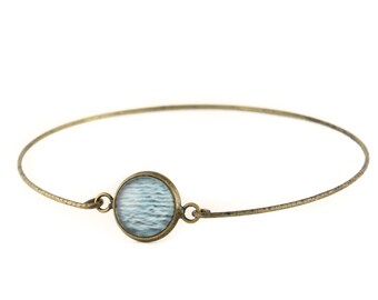 Photo Bangle, Blue Bracelet, Photo Jewelry, Water Photo Jewelry, Long Island, Quogue Wildlife Refuge, Ice Pond