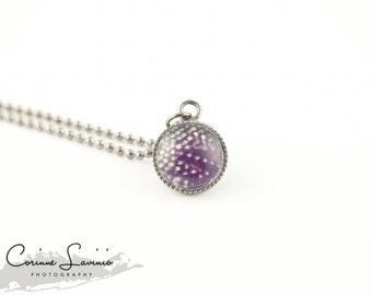 Purple Necklace - Gunmetal Jewelry - Photo Pendant - Corinne Lavinio