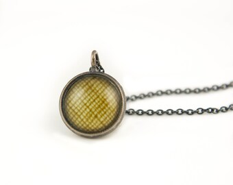 Gift for Her - Yellow Necklace - Photo Jewelry - Antiqued Silver Pendant on Oxidized 925 Sterling Silver Chain