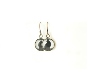 Gift for Her - Black Cat Earrings - Jewelry - Photo Earrings - Corinne Lavinio, Unique Gifts, Gift Ideas