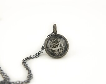 Gift for Her - Pine Needles - Oxidized Necklace - Photo Jewelry - Antiqued Silver Pendant on Oxidized 925 Sterling Silver Chain