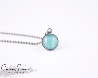 Turquoise Barn Door Necklace - Gunmetal Jewelry - Photo Pendant - Corinne Lavinio