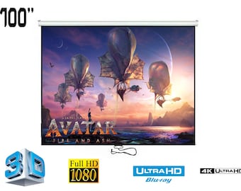 Large 100-inch wall-mounted projection screen – 4:3 aspect ratio