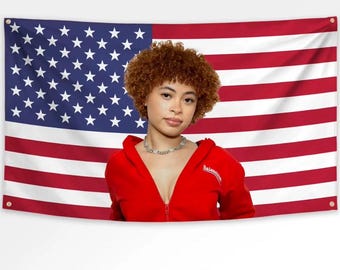 American Flag Ice Spice, Street Art Wall Banner for Bedroom, Garage & Living Room