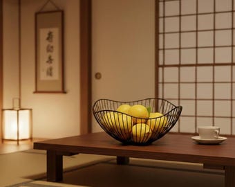 Metal fruit basket, modern storage basket for kitchen, bread, vegetables and table decoration