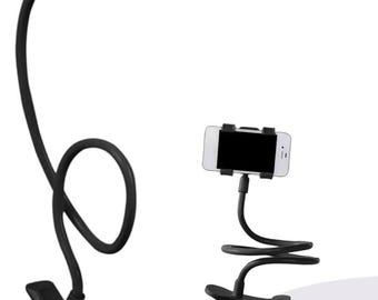 Flexible Smartphone Holder 50cm/20inch, Hands-Free Gooseneck Clip for Bed, Desk and Table