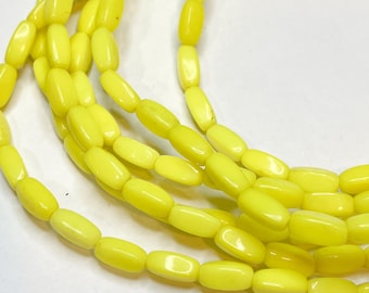 30" Vintage Yellow Japanese Glass Rice Bead Strand – 8mm- Bin 57