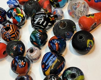 50g Vintage Millefiori Glass Bead Mix | 10–24mm | Assorted Colors | One-of-a-Kind Pack