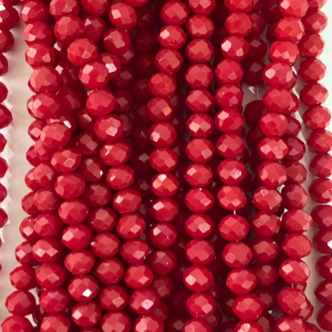 6mm Opaque Deep Red Crystal Beads (1 Strand, ~80 Beads) - Etsy