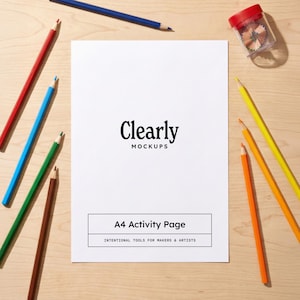 A4 Coloring Page Mockup: Kids Activity Worksheet, PSD and JPG (Digital Download)