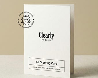 A2 Greeting Card Mockup: Standing Card, 4.25 × 5.5, Customizable Colors, PSD Template (Digital Download)