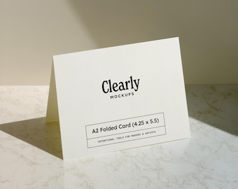 A2 Card Mockup: Minimalist Folded Card, Horizontal 4.25x5.5, Editable PSD with Smart Object JPG