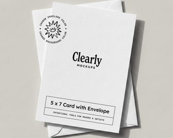 Kaartmodel van 5 x 7: aanpasbare envelop- en achtergrondkleuren, eenvoudige uitnodiging, slim PSD-object (digitale download)