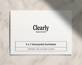 7x5 Horizontal Card Mockup: Minimalist Greeting Card, Wedding Birthday Invitation, PSD JPG (Digital Download)