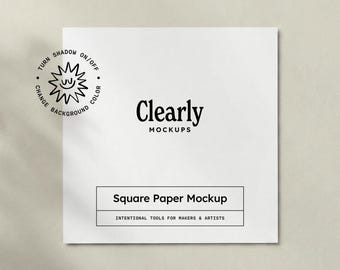 Square Card Mockup PSD | Flat Lay Greeting Card | Color Change Smart Object Photoshop Photopea