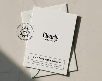 Kaartmodel van 5 x 7: uitnodigingswenskaart, aanpasbare envelopkleur, bruiloft verjaardag babyshower, slim psd-object