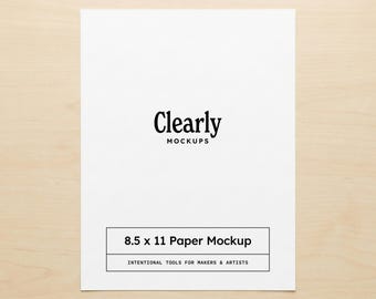 8.5x11 Paper Mockup: Printable Worksheet on Desk, Printer Paper, Class Handout, PSD Template Smart Object