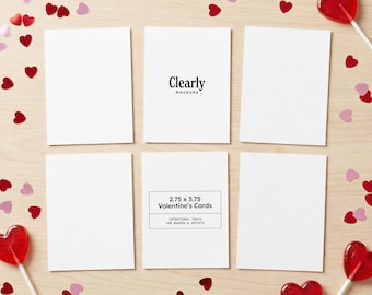 2.75x3.75 Valentine's Cards Mockup: Set of 6, Kids Valentines, Classroom Exchange, PSD (Digital Download)