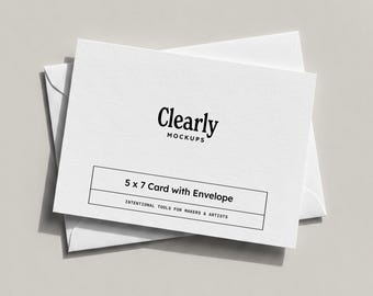 5x7 Horizontal Card Mockup: Simple Invitation, Customizable Envelope, PSD JPG (Digital Download)