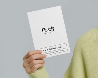 5x7 Card Mockup: Hand Display, Smart Object (PSD & JPG)