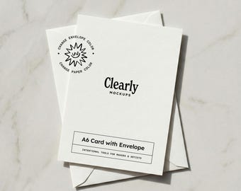 A6 Card Mockup: Minimalist Invitation, Customizable Envelope, PSD & JPG (Digital Download)
