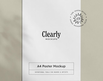 A4 Poster Mockup: Unframed Vertical Poster, Editable Background, Printables Planners Wall Art, PSD JPG