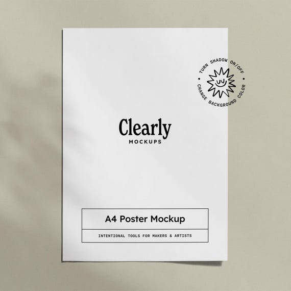 A4 Poster Mockup: Unframed Vertical Poster, Editable Background, Printables Planners Wall Art, PSD JPG