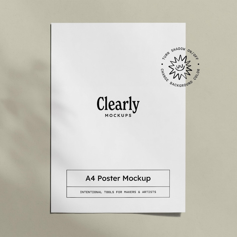 A4 Poster Mockup: Unframed Vertical Poster, Editable Background, Printables Planners Wall Art, PSD JPG image 1