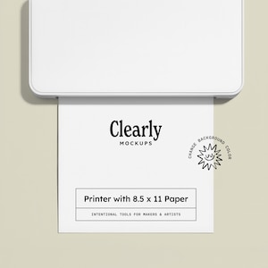 8.5x11 Printer Paper Mockup: Minimal Desk, Change Background, Smart Object, JPG (Digital Download)