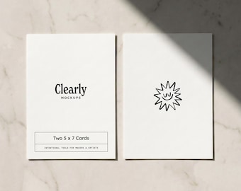 Maqueta PSD de tarjeta de doble cara de 5x7 pulgadas / Tarjetas de felicitación dobles / Invitaciones elegantes para bodas, cumpleaños y despedidas de soltera / Objeto inteligente